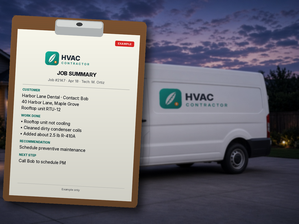 After: clean customer summary for job 2147